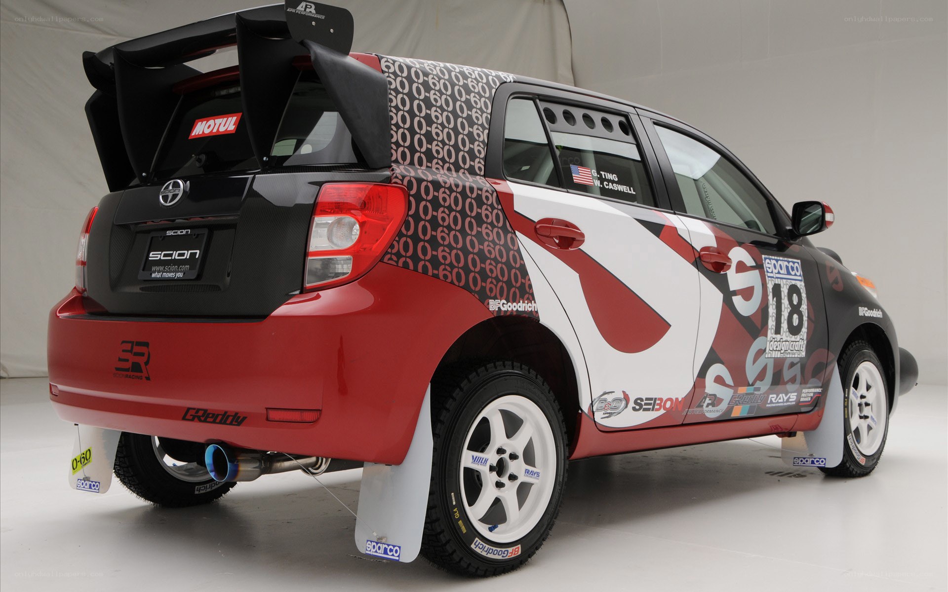 rally car with decals