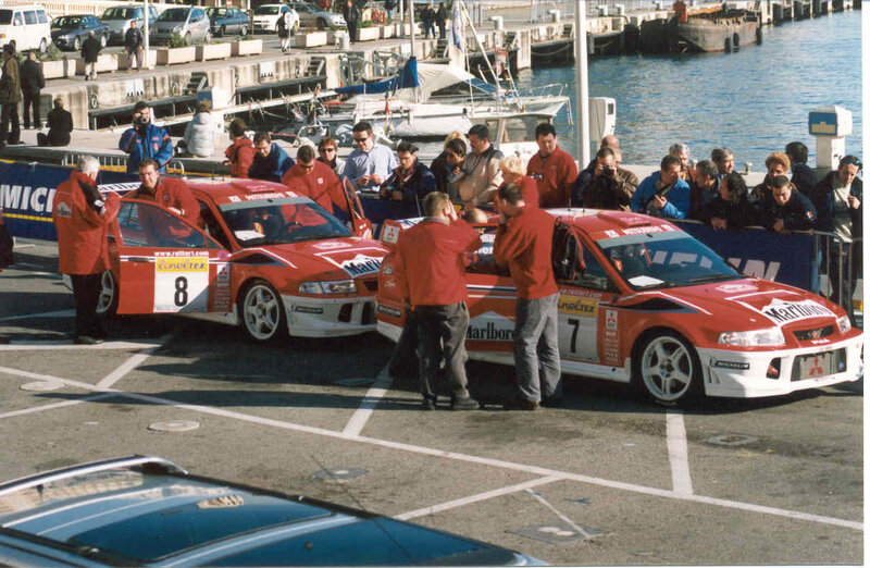 Rally cars at port