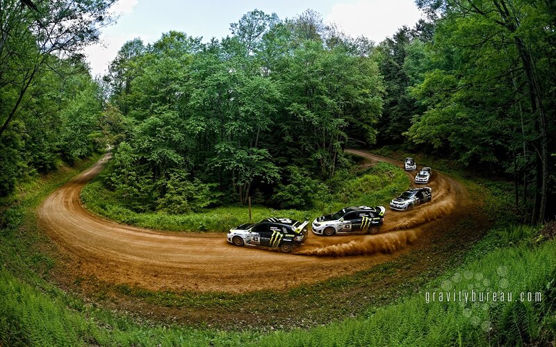 Rally cars on dirt track