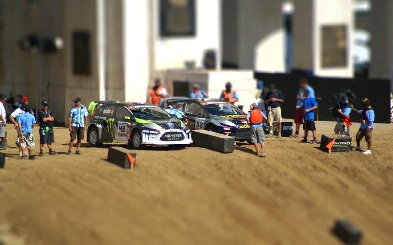 Rally cars on dirt track
