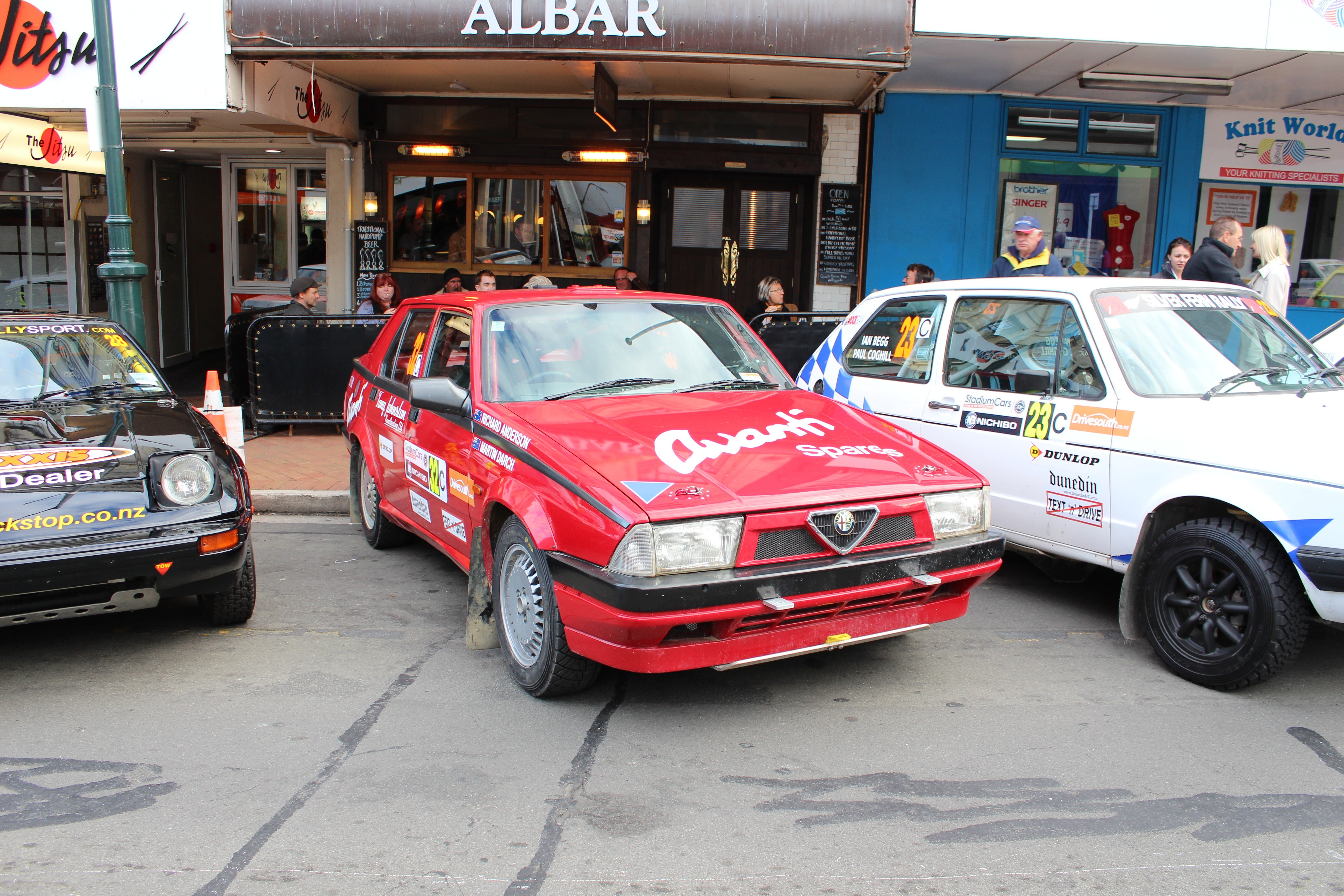 Rally cars on display