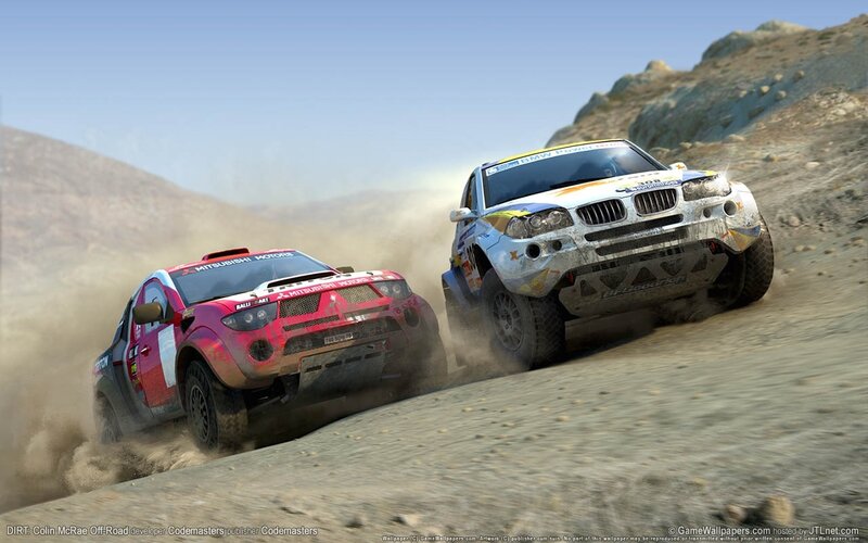 Rally cars racing on dirt