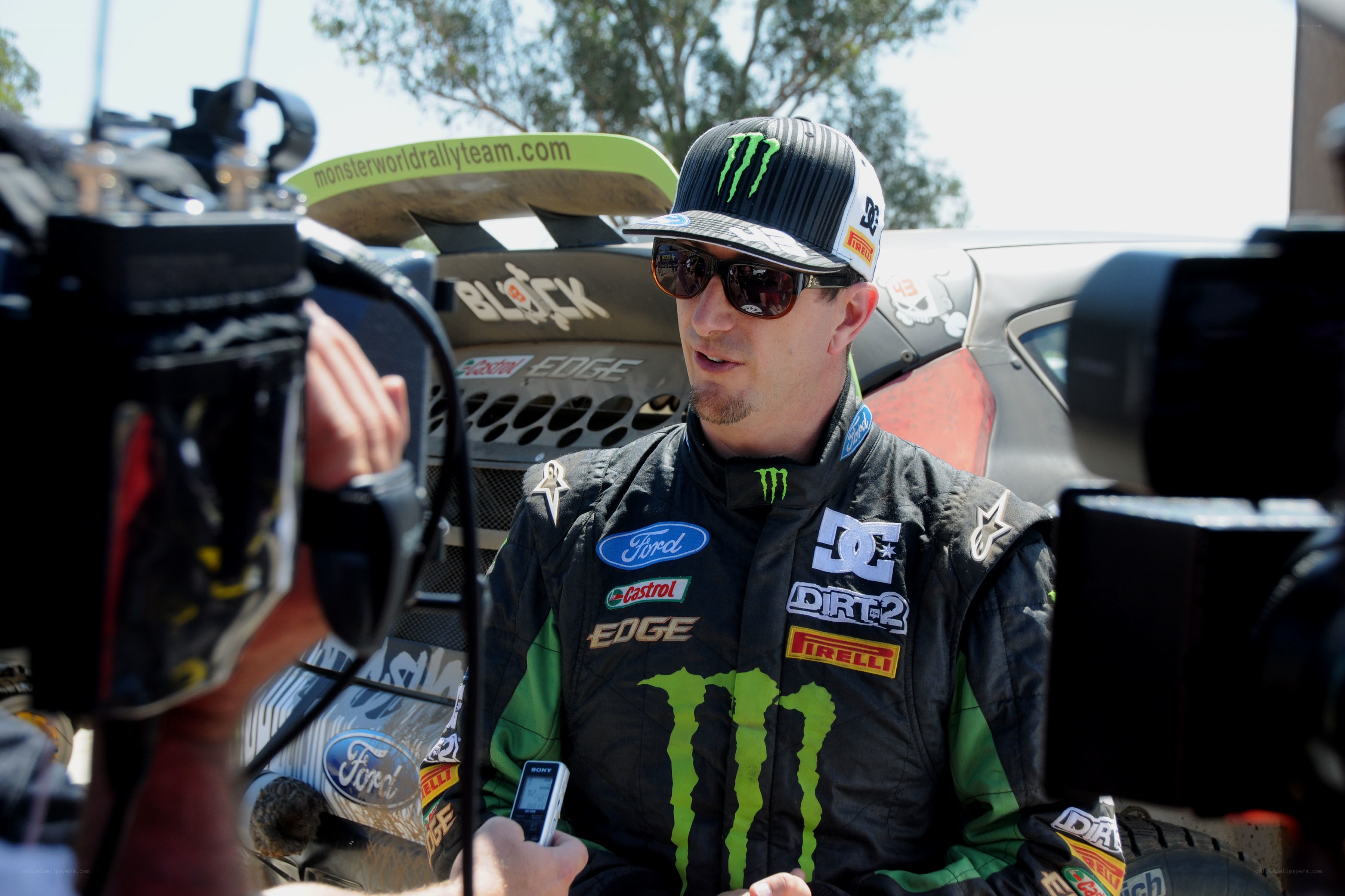rally driver being interviewed