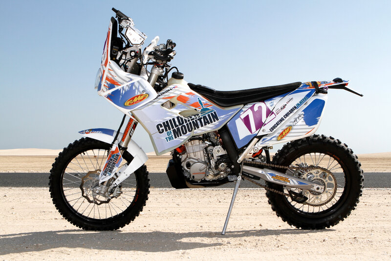 Rally Motorcycle in Desert — White