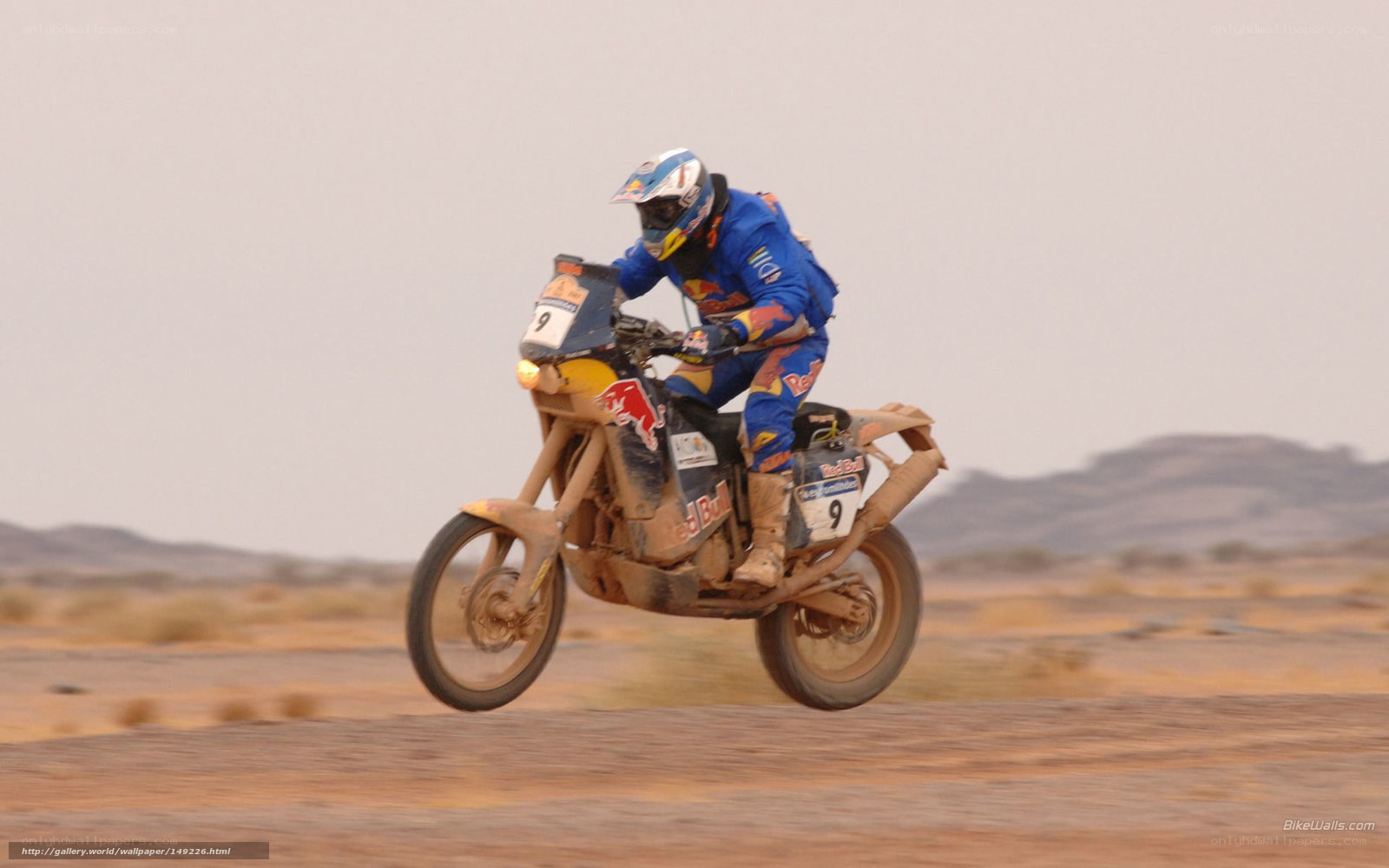rally motorcycle in desert