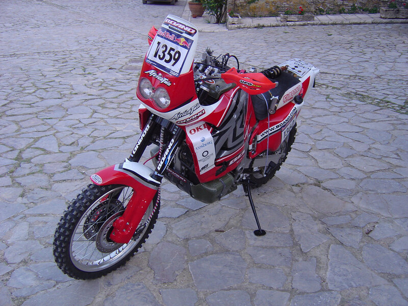 Rally Motorcycle on Cobblestones