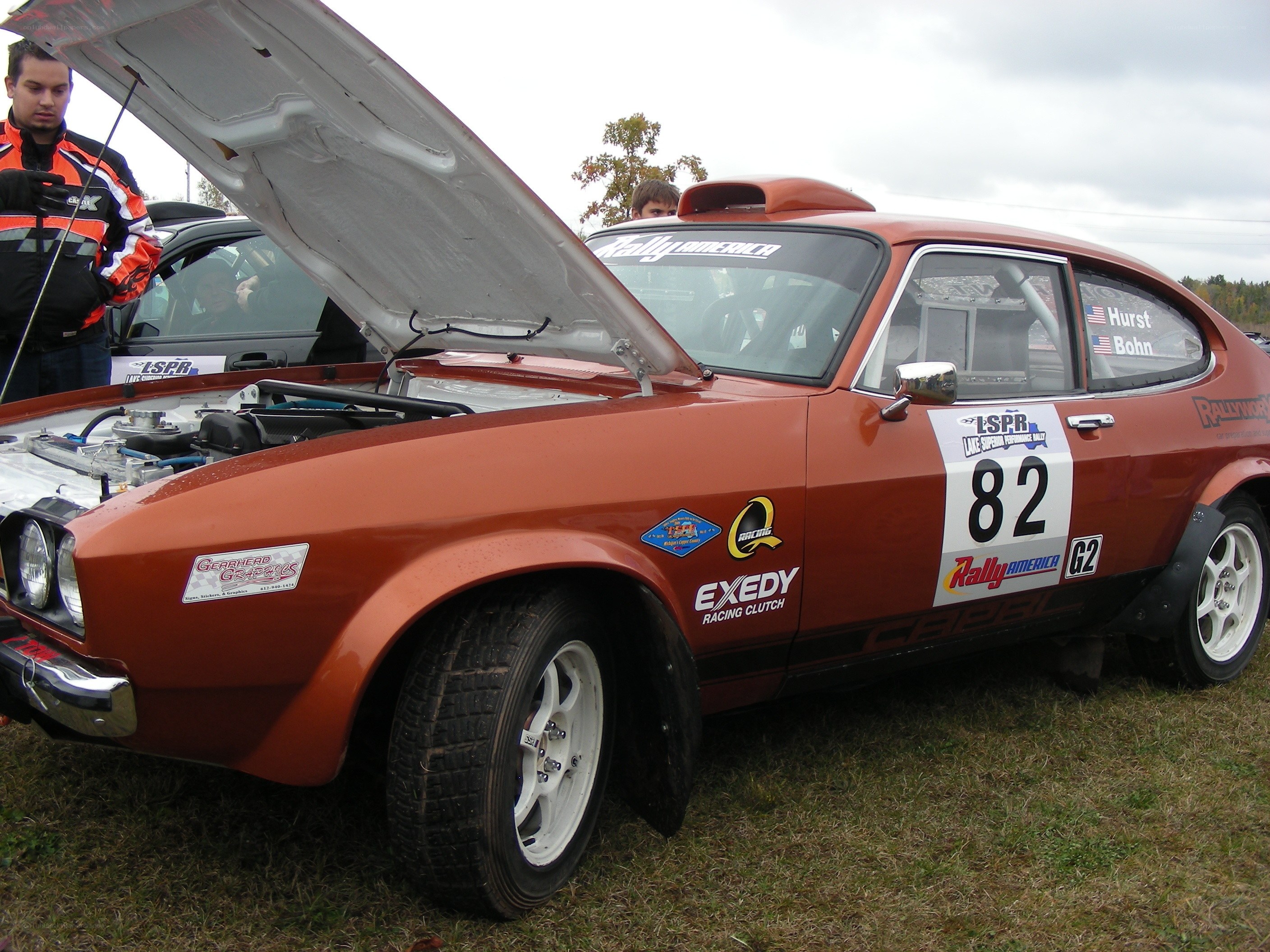 Rally race car on display