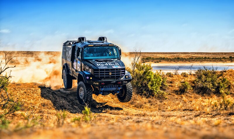 Rally Truck in Desert — Blue, Dynamic, Afternoon, Photograph