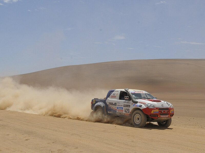 Rally Truck in Desert — Brown, Dynamic, Afternoon, Photograph