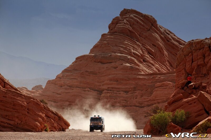 Rally truck in desert canyon