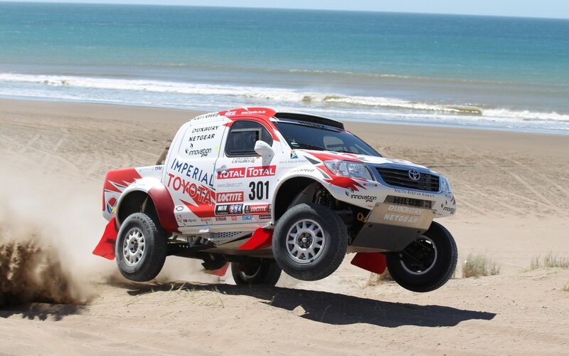 Rally Truck on Beach — White, Dynamic