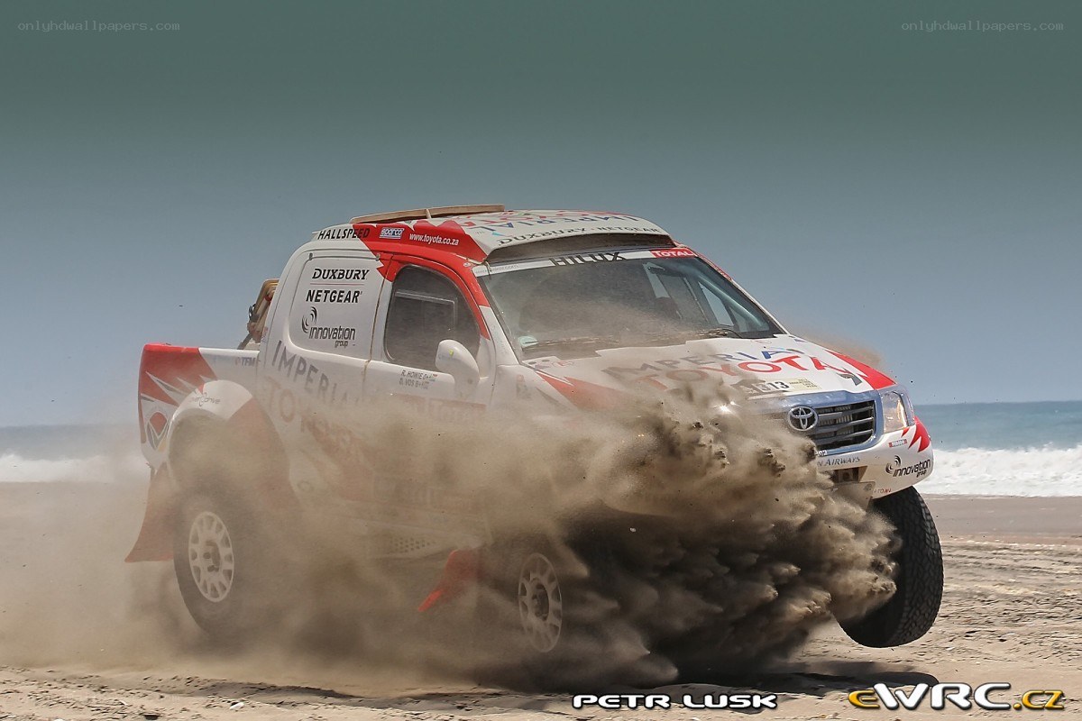 rally truck on beach