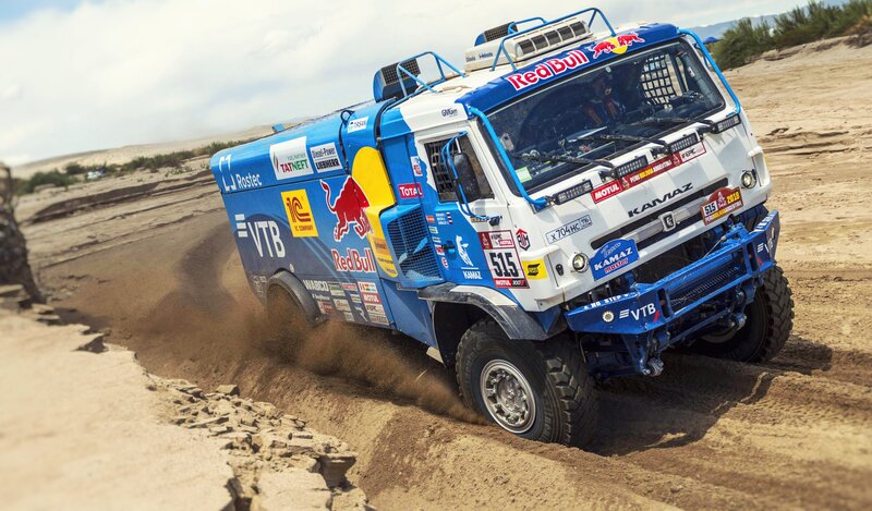 Rally Truck on Dirt — Blue, Dynamic, Afternoon, Photograph, Dirt Track