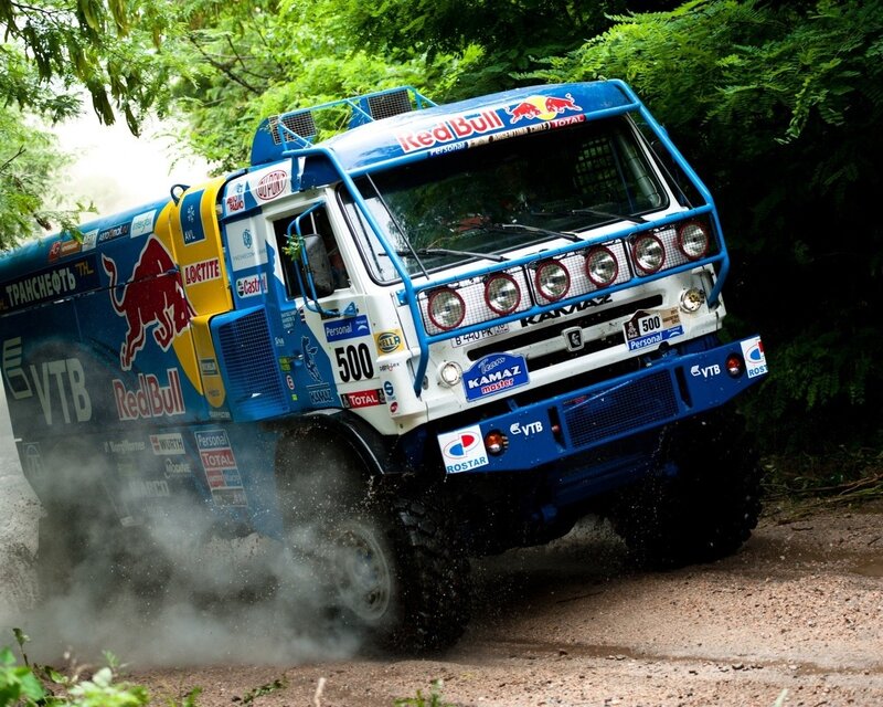 Rally truck on dirt road