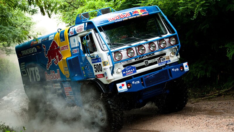 rally truck on dirt road