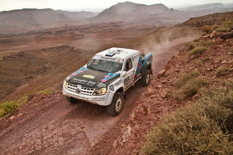 Rally Truck on Dirt Road — Brown, Dramatic
