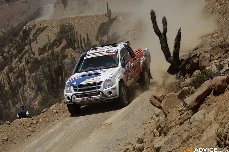 Rally Truck on Dirt Road — Brown