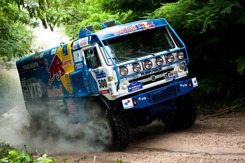 Rally truck on dirt road
