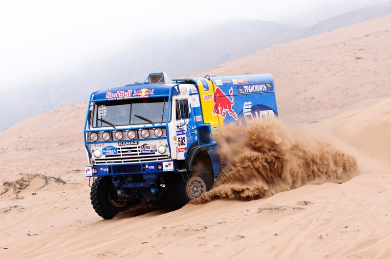 Rally truck on sand dunes