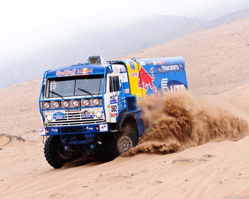Rally truck on sand dunes