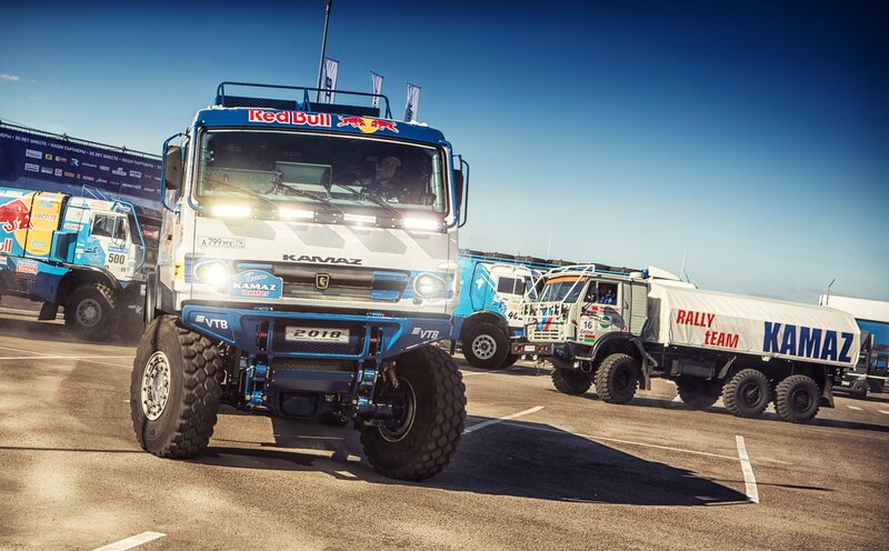 Rally Trucks in Parking Lot