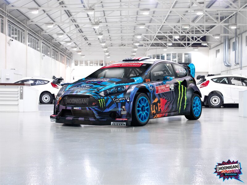 rallycross car in garage