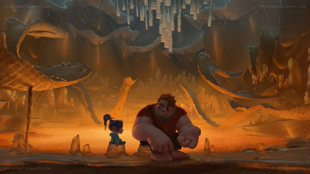 Ralph and Vanellope in a cave