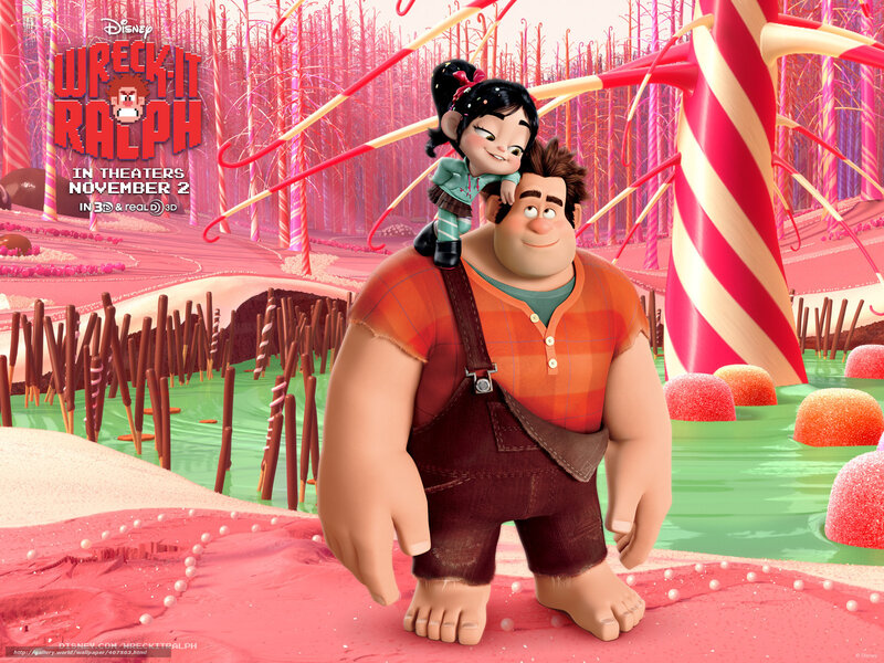 Ralph and Vanellope in candy world