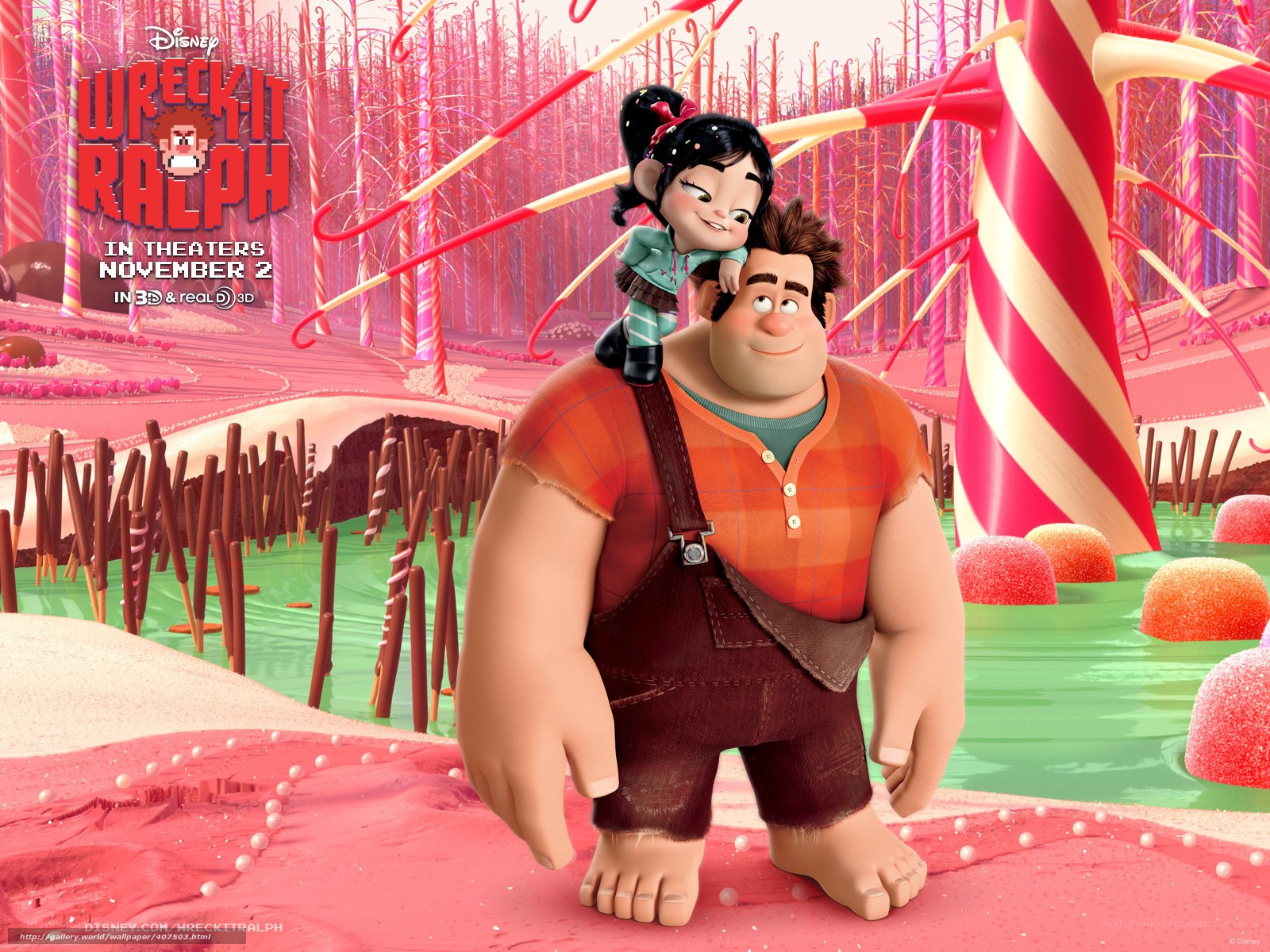 Ralph and Vanellope in candy world