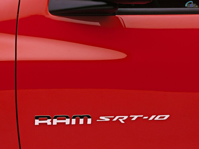 RAM SRT-10 badge on red truck
