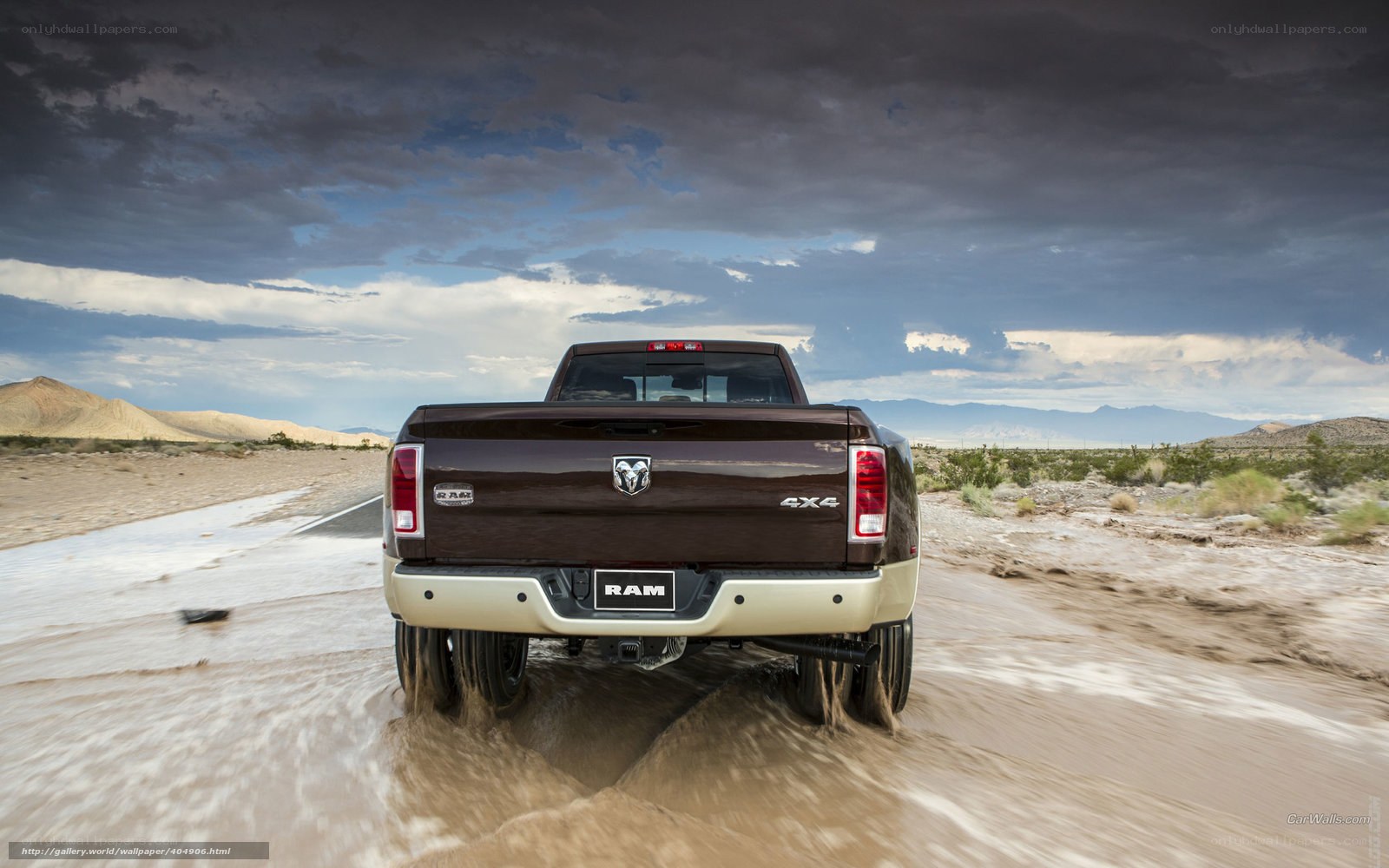 Ram truck in desert flood