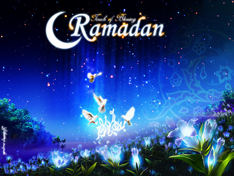 Ramadan greeting with doves