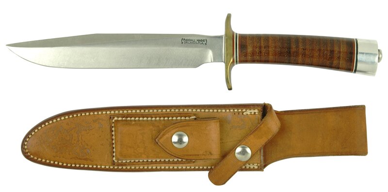 Randall knife with leather sheath