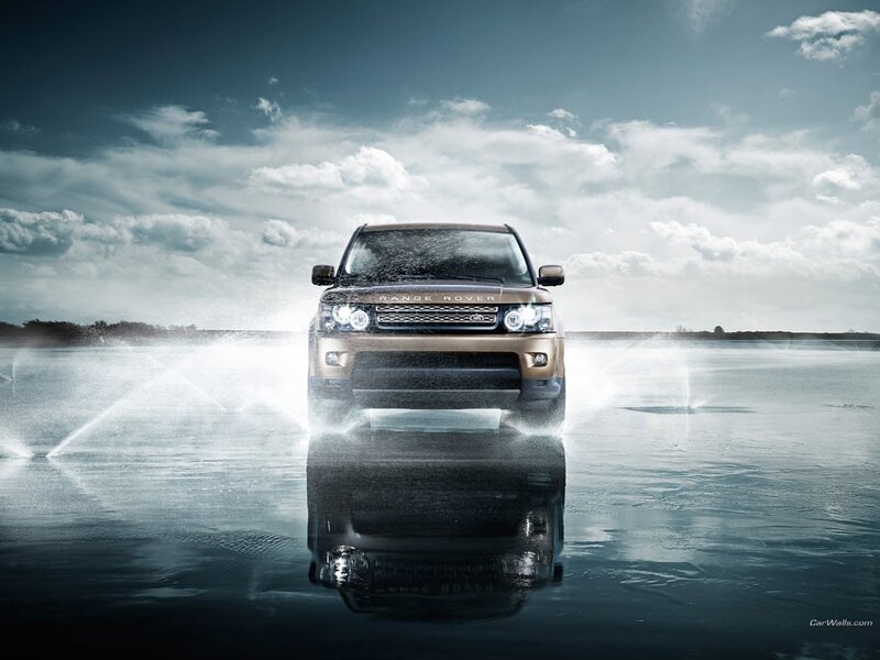 Range Rover driving through water