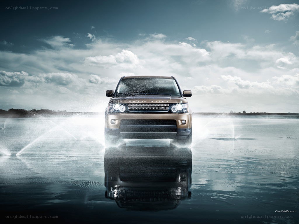 Range Rover driving through water
