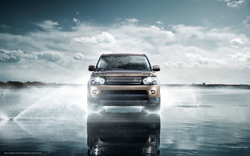 Range Rover driving through water
