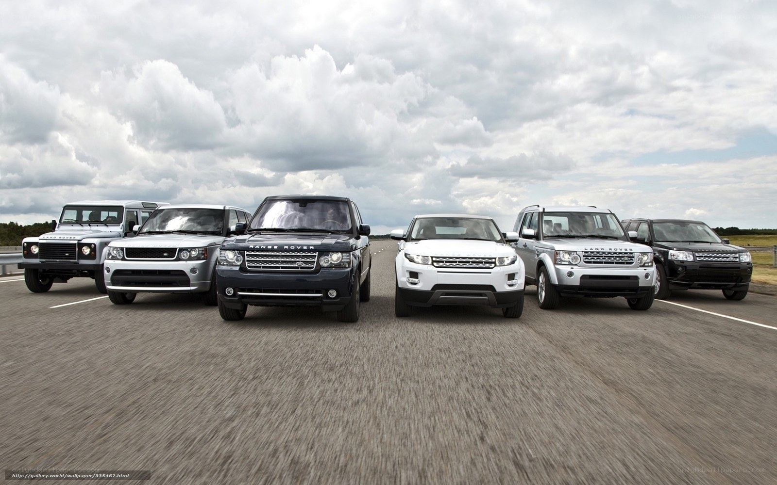 Range Rover lineup on road