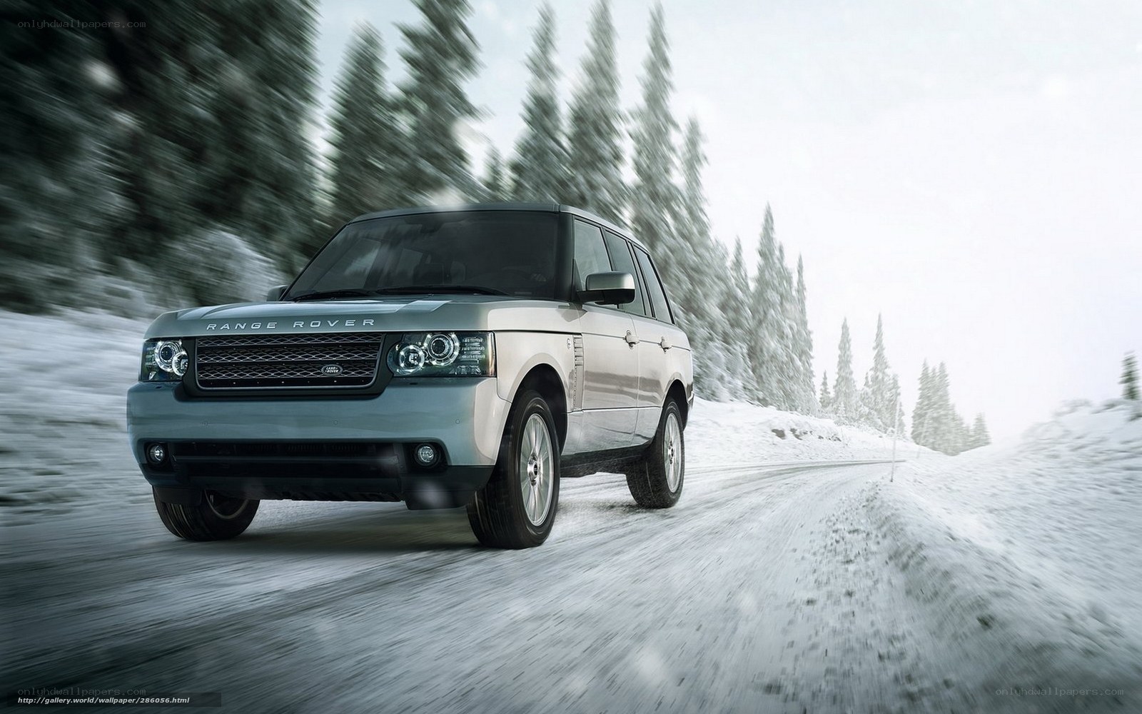 Range Rover on snowy road