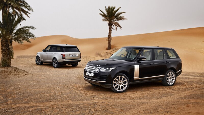 Range Rovers in desert