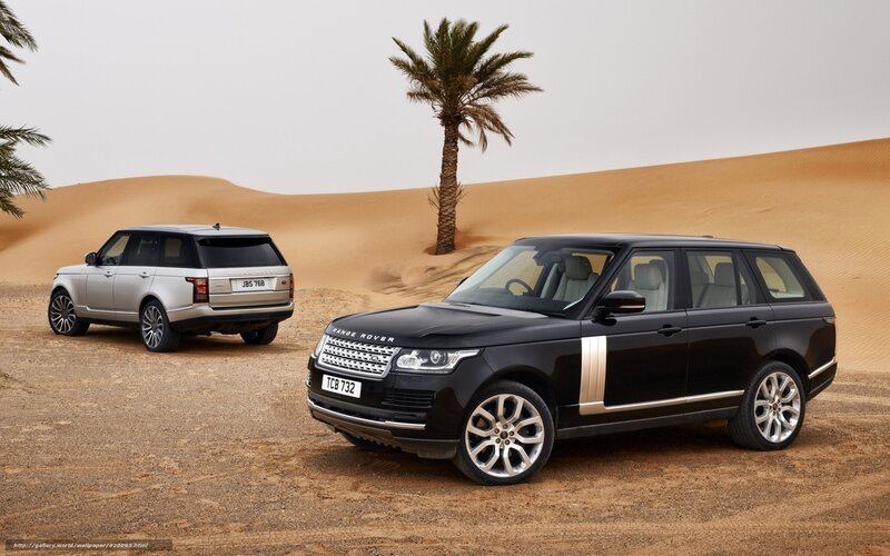 Range Rovers in desert