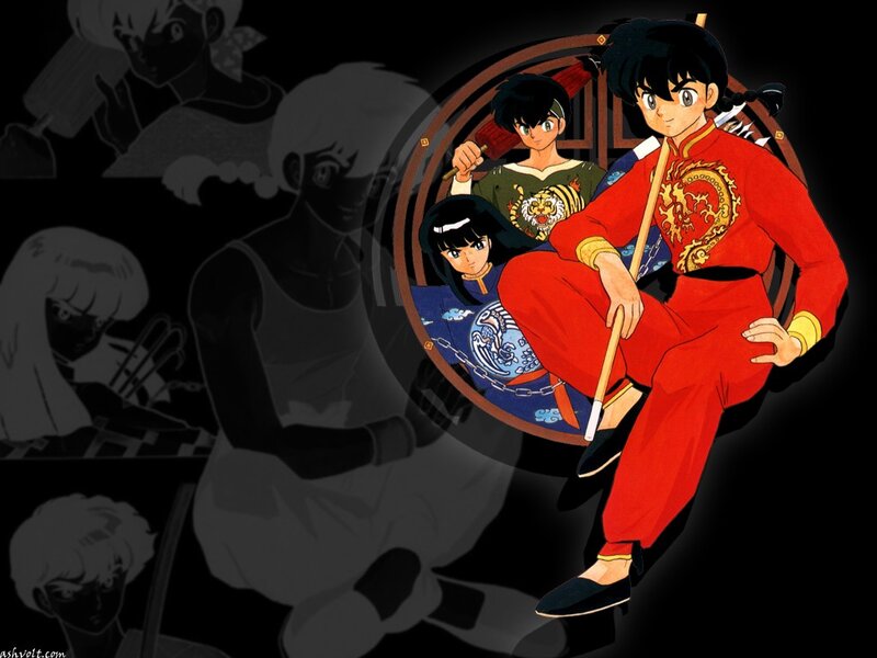 Ranma 1/2 characters in red
