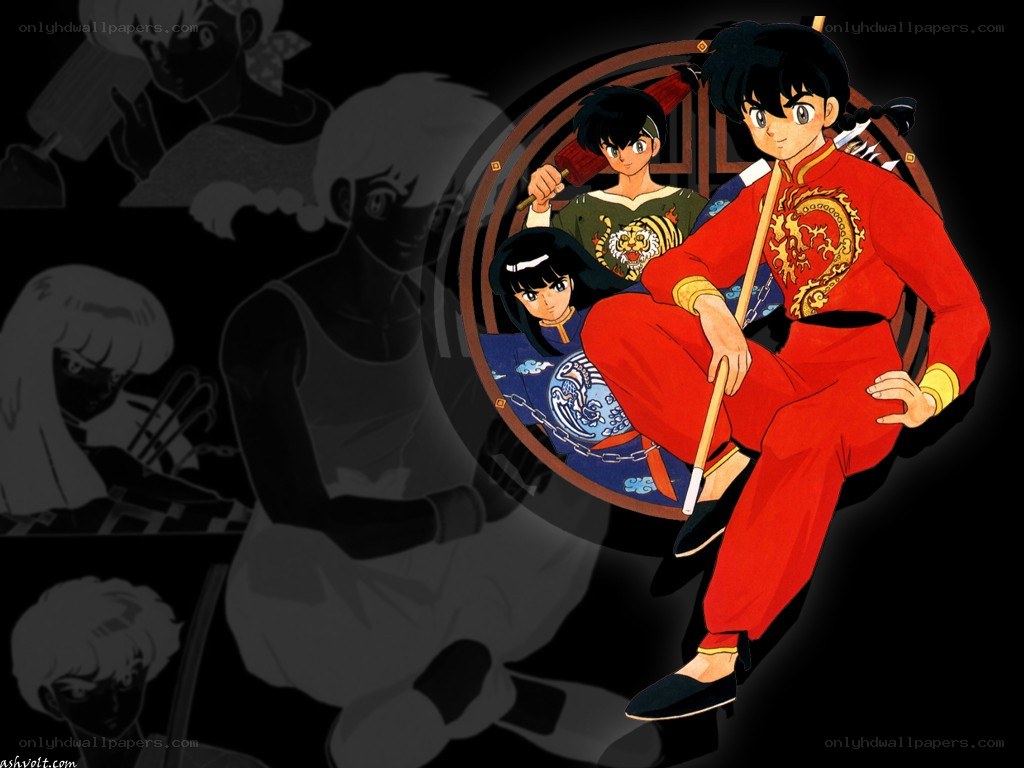 Ranma 1/2 characters in red