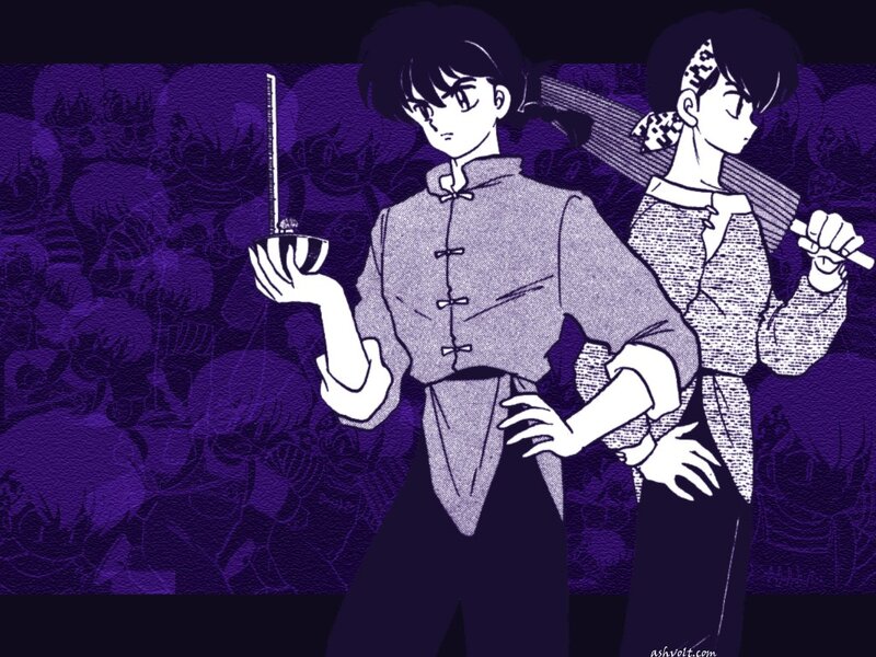 Ranma and Akane in purple