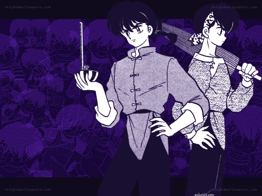 Ranma and Akane in purple