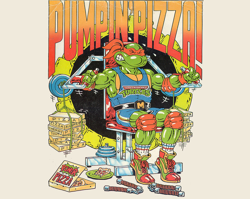 Raphael lifting pizza weights