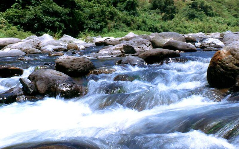 Rapid river flow over rocks