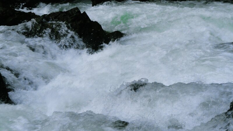 Rapid river flow over rocks