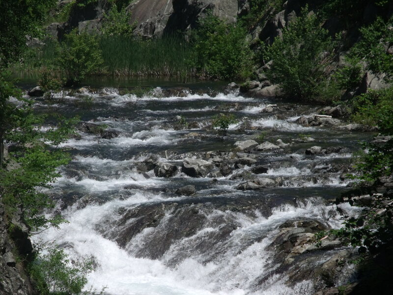 Rapid river flow through rocks