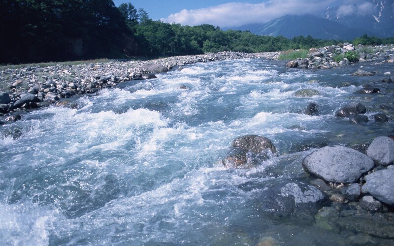 Rapid river in mountain valley
