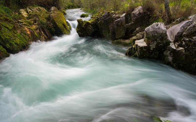 Rapid stream through rocky gorge